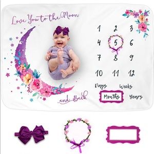 Moon - Month Milestone Baby Calendar Blanket.